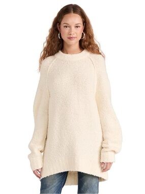 Free People Oversized Teddy Sherpa Cozy Cream Pullover Sweater